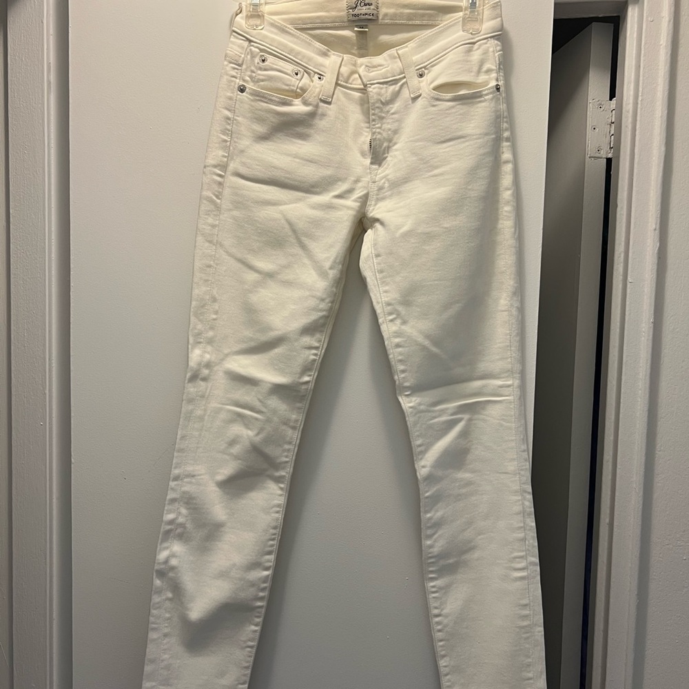 J Crew Women's Toothpick White Jeans